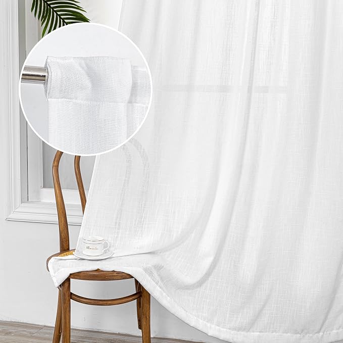 MYSKY HOME Floor to Ceiling Curtains 120 Inches White Sheer Window Drapes 2 - Image 9
