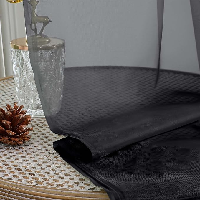 Black Sheer Curtains for Bedroom Living Room 96 Inches Long 2 Panels, Modern - Image 5