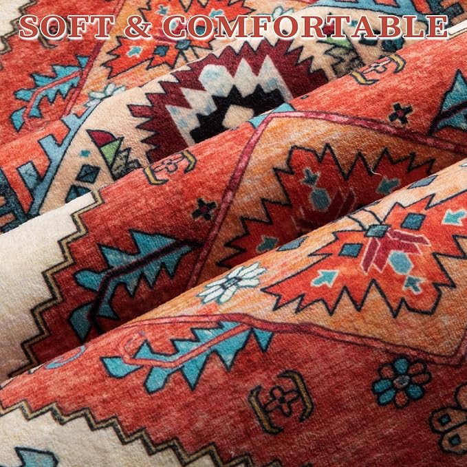 SERISSA 7x9 Washable Non Slip Boho Area Rug - Image 5