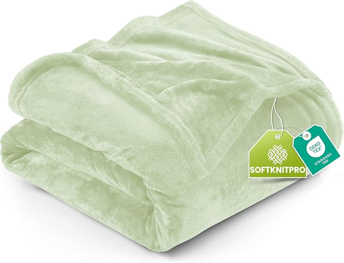 Utopia Bedding Soft Fleece Bed Blanket Twin Size Sage Green | Microfiber Plush by UTOPIABEDDING