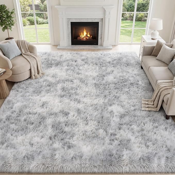 PLHXFR 9x12 Area Rugs Living Room: Fluffy Bedroom Shag Rug Light Grey | Upgrade - Image 2