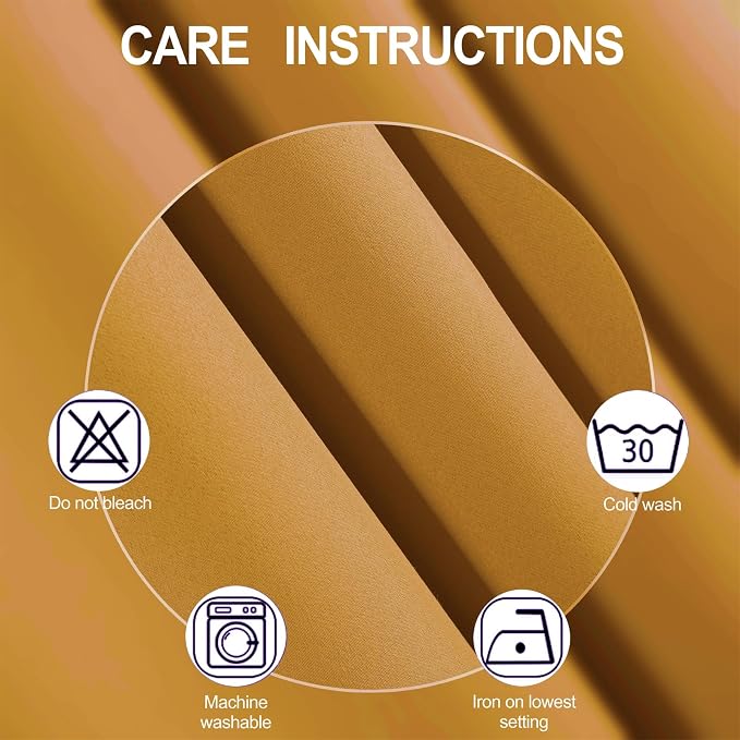 Mustard Yellow Thermal Blackout Curtains/52 x 45 Inch/Set of 2 Panels Room - Image 4