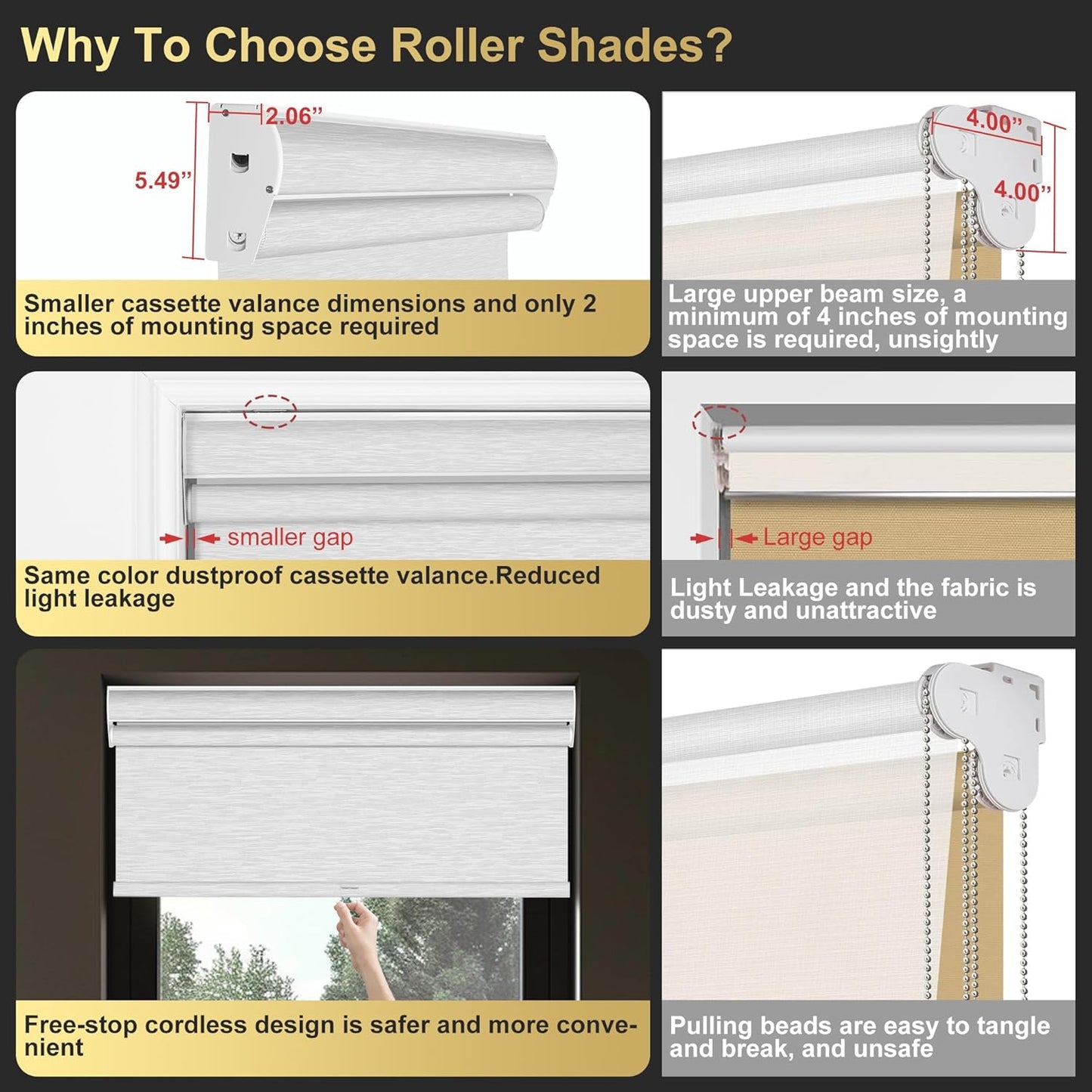 BERISSA Cordless Dual Roller Shades with Cassette Valance, Double Window Shades Blackout and Light Filtering, Day and Night for Home Office Door. Linen Beige. 48 W x 72" H