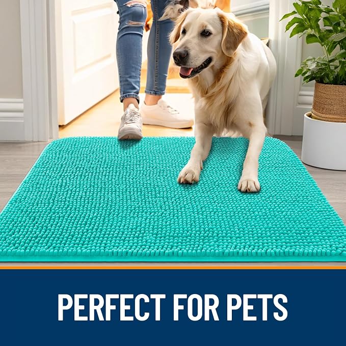 OLANLY Dog Door Mat for Muddy Paws 47x20, Super Absorbent Chenille Mud Mat | - Image 6