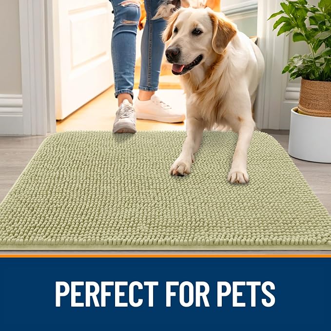 OLANLY Dog Door Mat for Muddy Paws 50x30, Super Absorbent Chenille Mud Mat | - Image 6