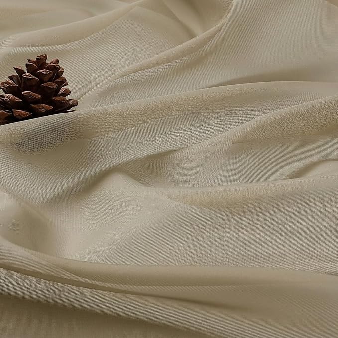 Taupe Sheer Curtains 84 Inches Long 2 Panels Set, Light Filtering Sheer Curtains - Image 5