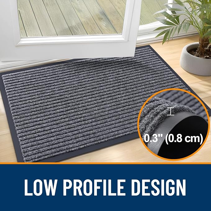 OLANLY Front Door Mat 71x34, Waterproof Heavy-Duty Indoor Outdoor Doormat | Grey - Image 4