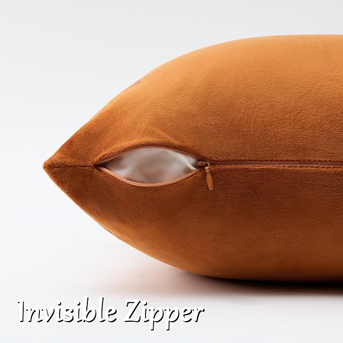 GIGIZAZA Burnt Orange Velvet Throw Pillow Covers 12x20 Pack of 2 | Decorative - Image 4