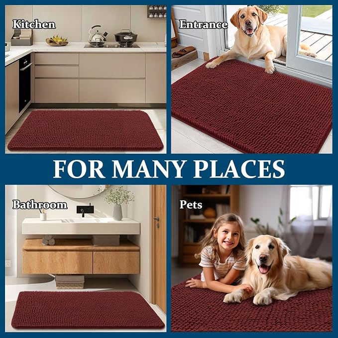 OLANLY Dog Door Mat for Muddy Paws 54x24, Super Absorbent Chenille Mud Mat | - Image 8