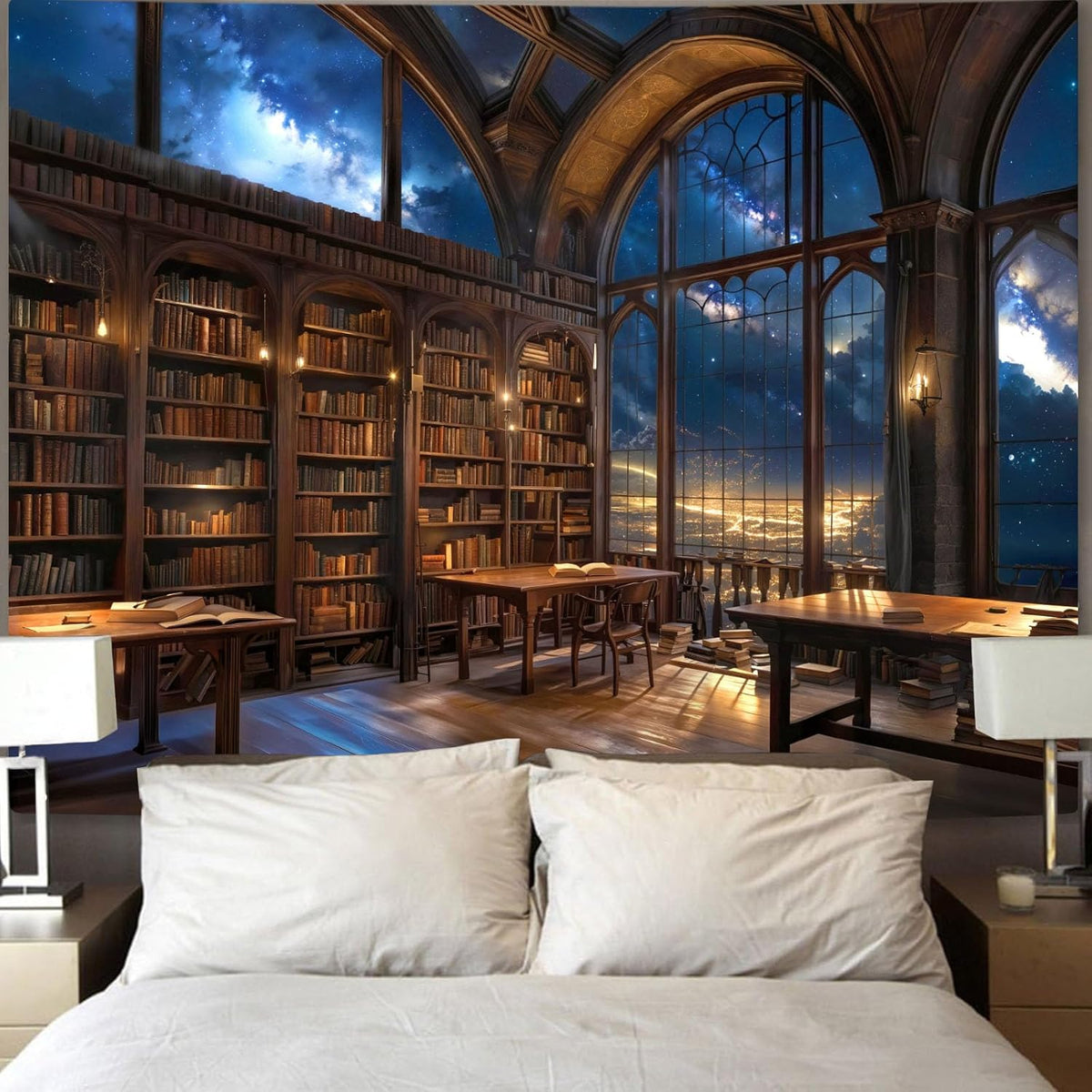 Accnicc Gothic Library Tapestry Vintage Medieval Bookshelf Tapestries Wall Hanging Fantasy Space Academia Book Large Tapestry for Bedroom Living Room Dorm Classroom 80 x 60 inch