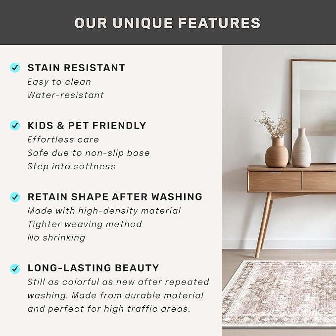 Washable 3x12 Long Runner Rug for Hallway, Boho Waterproof Large Kitchen Floor - Image 5