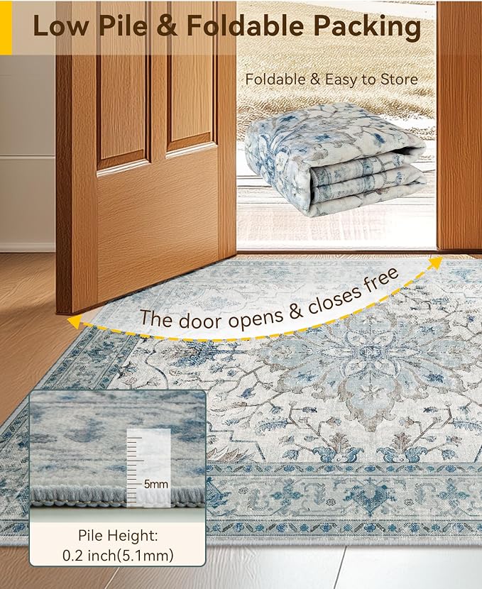 RELEANY Washable Area Rug, Runner 2'x8', Water Repellent, Pet Friendly - Image 3