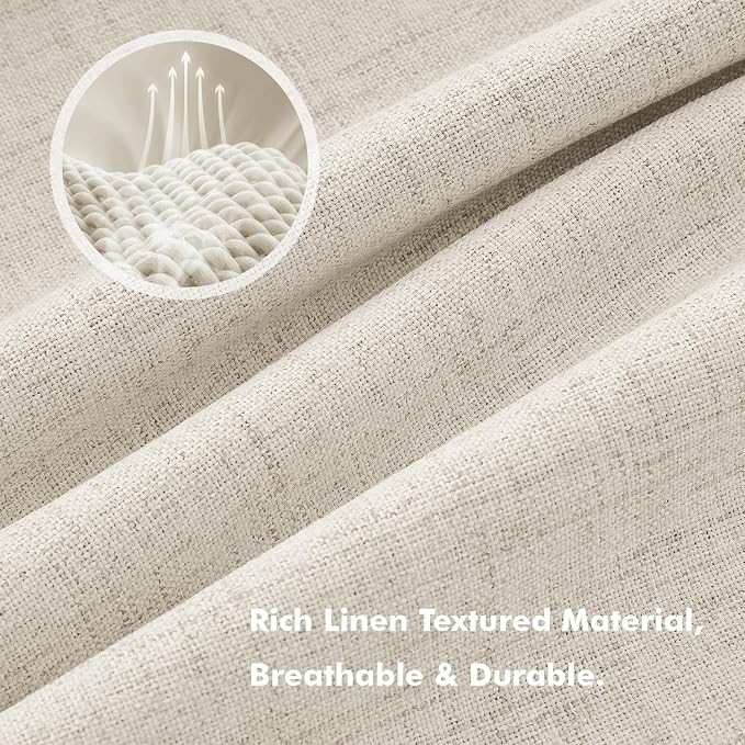 MIULEE 100% Blackout Linen Curtains 42 x 90 Inch Linen Beige 2 Panels | Thermal - Image 3