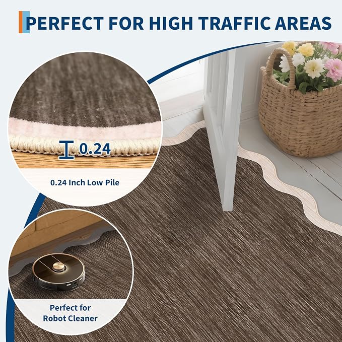 GarveeHome Scalloped Area Rug 4x6 Washable Rug Non Slip | Modern Traditional - Image 6