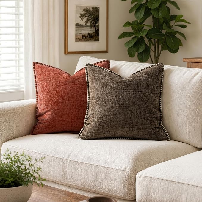 MIULEE Decorative Couch Throw Pillow Covers 16x16 Inch Brown 2 Pack | Farmhouse - Image 4