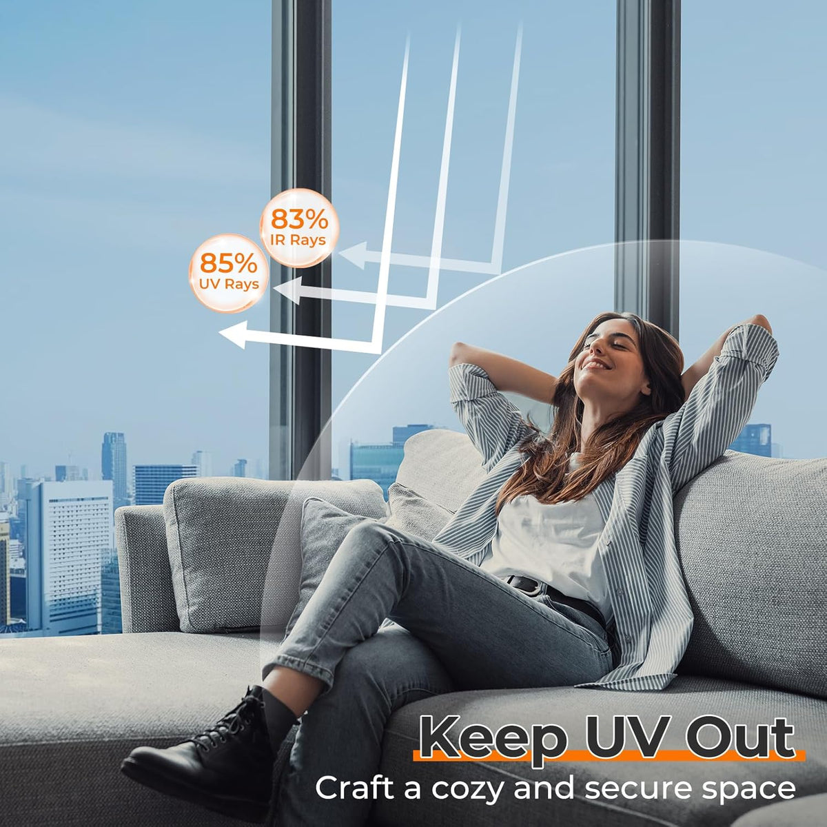 DOWELL Window Privacy Film, One Way Window Tint for Home, Static Cling Anti UV Sun Blocking Reflective Mirror Film, Heat Control See Out Not in Glass Tinting, Silver, 17.5" x 78.7"