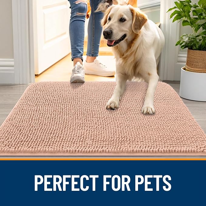 OLANLY Dog Door Mat for Muddy Paws 54x24, Super Absorbent Chenille Mud Mat | - Image 6
