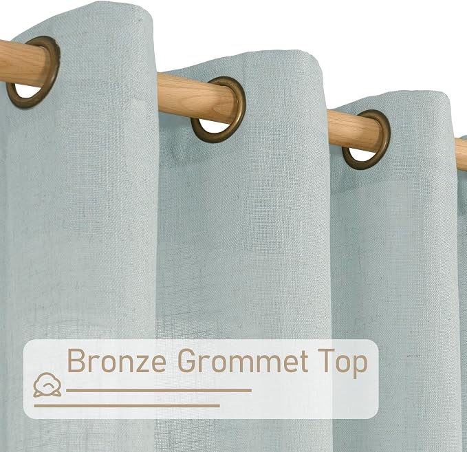 Greyish Blue Short Linen Curtains 40 Inches Long - Image 3