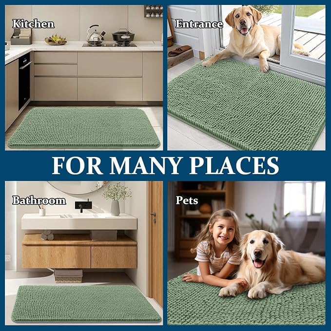 OLANLY Dog Door Mat for Muddy Paws 70x46, Super Absorbent Chenille Mud Mat | - Image 8