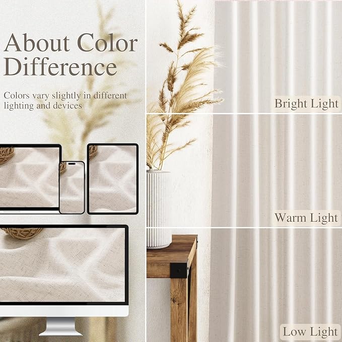 Beige Linen Curtains for Kitchen Windows Over Sink - Image 3