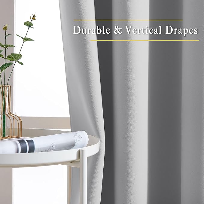 NICETOWN Silver Grey Curtains 96 inches Long, Grommet Thermal Insulated - Image 5
