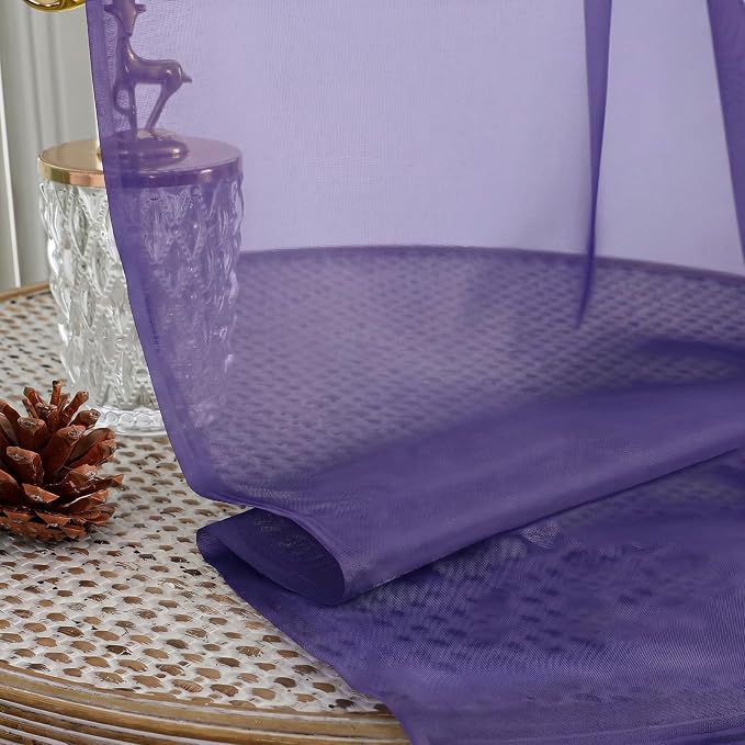 Purple Sheer Curtains 120 Inches Long 2 Panels Set, 59 Inch Extra Wide Soft - Image 4