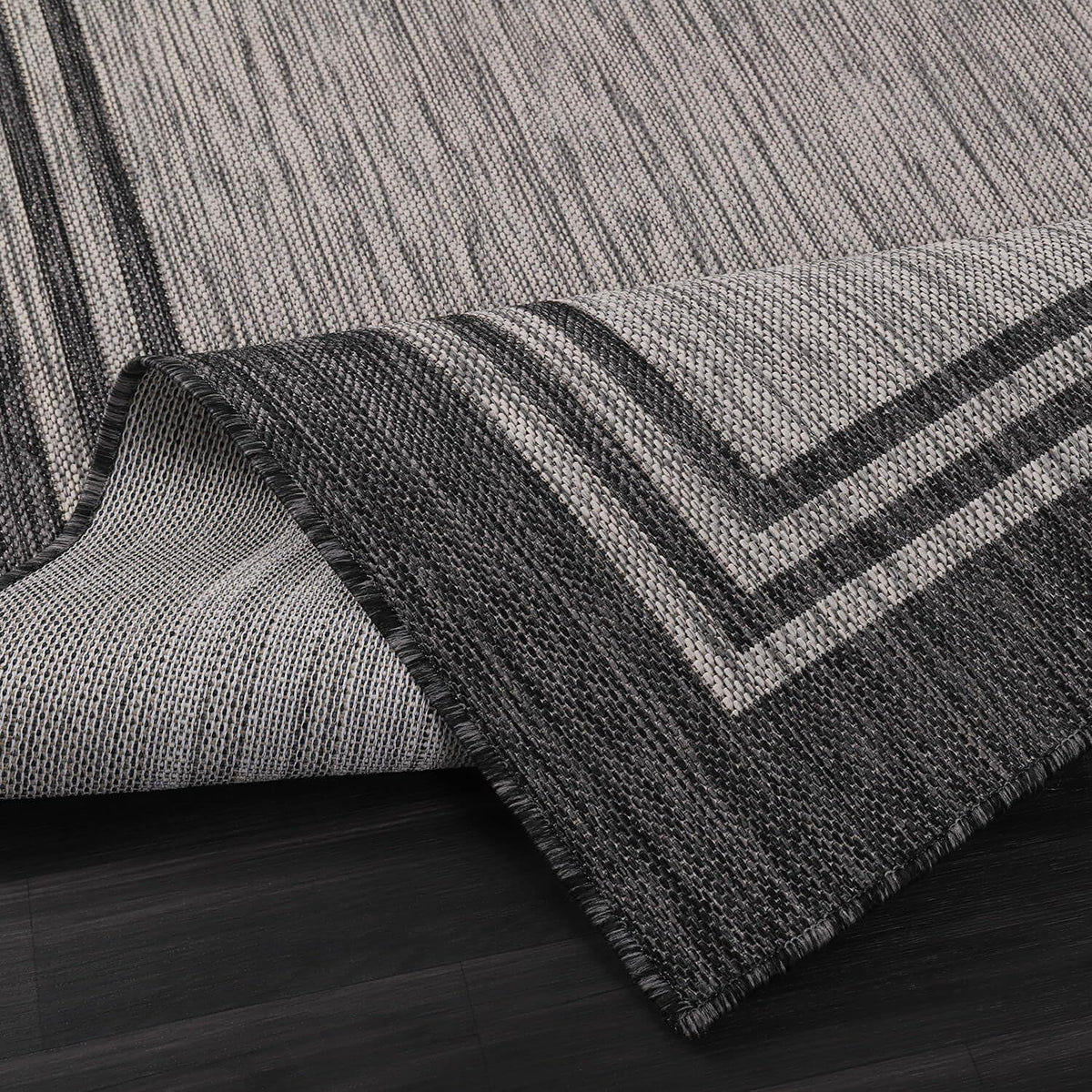 Bordered Outdoor Rug 5x7 Washable Outside Carpet for Indoor Patio Porch Waterproof Easy Cleaning Non Shedding Area Rugs Dark Gray 5 x 7