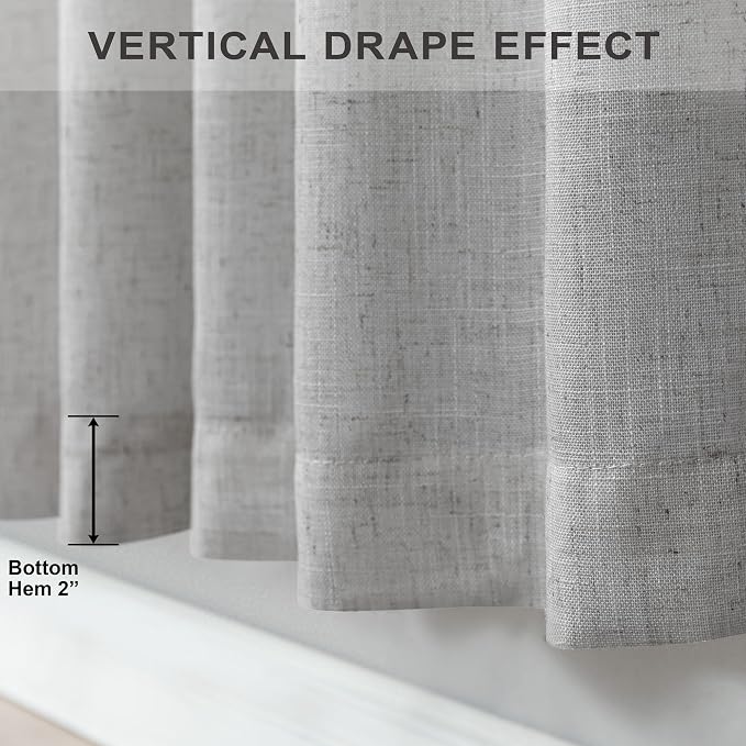 Gray Curtains 54 Inch Length for Boys Bedroom 2 Panels Pocket Back Tab Linen - Image 6