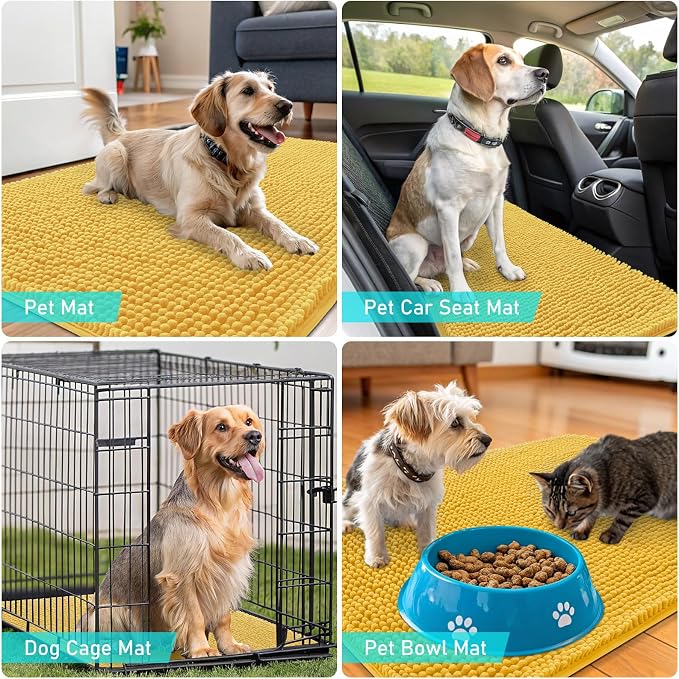 OLANLY Dog Door Mat for Muddy Paws 40x24, Super Absorbent Chenille Mud Mat | - Image 7