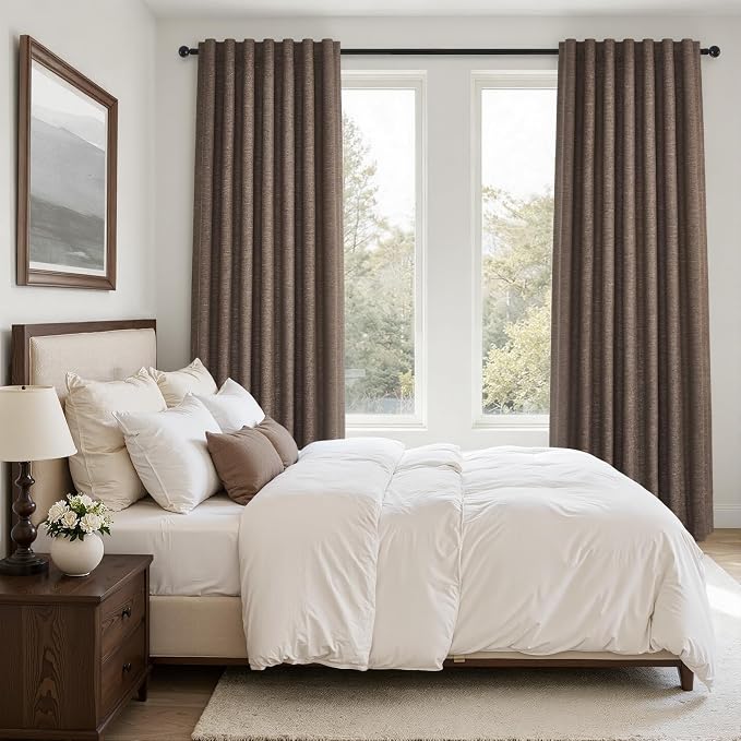 Topfinel Chocolate Brown Linen Curtain 120 Inches Long - Image 6