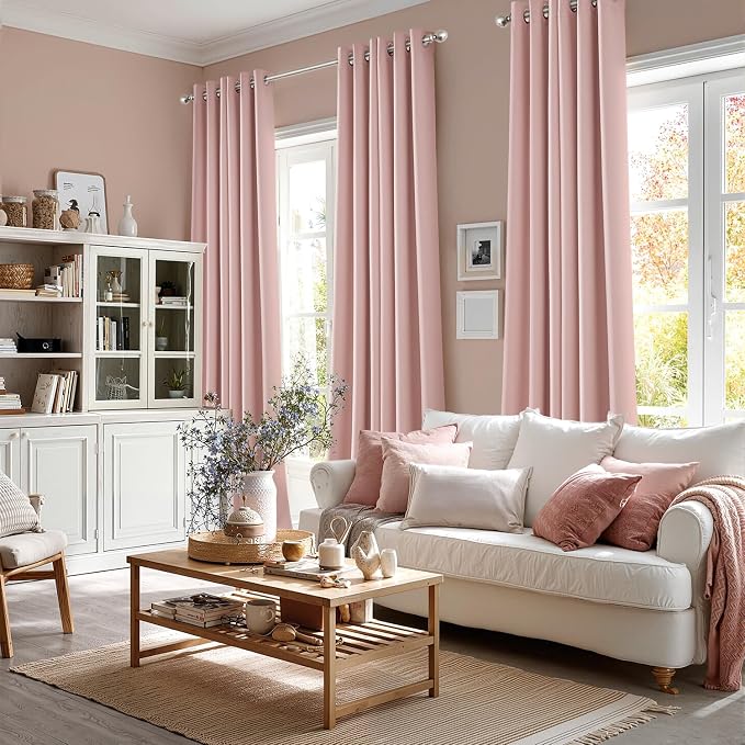 MIULEE Blackout Curtains for Bedroom 2 Panels 40 x 80 Inch Long Pink | Thermal - Image 6