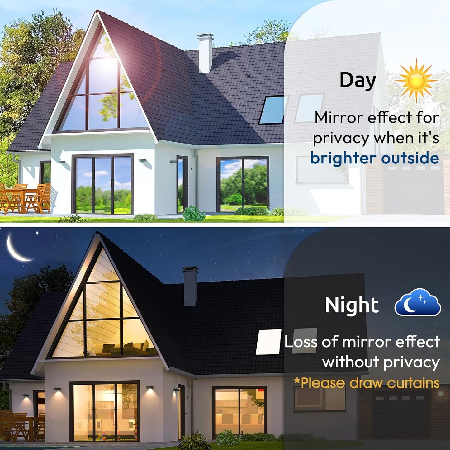 rabbitgoo Window Privacy Film One Way Window Tint for Home, Removable Reflective Heat Sun Blocking Anti UV Glass Door Covering, Mirror Tinting Film House Office, 29.5 in X 6.5 Feet, Brown Silver