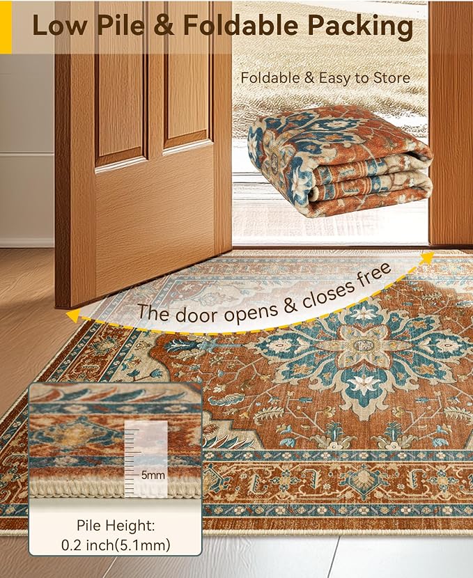 RELEANY Washable Area Rug, Runner 2'x5', Water Repellent, Pet Friendly - Image 5