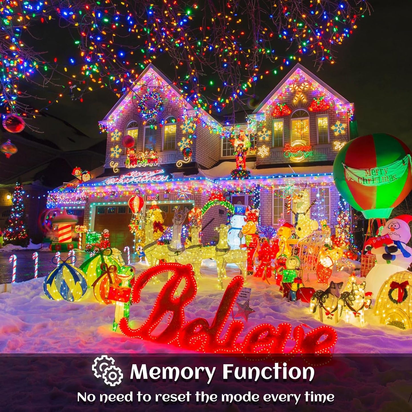 132 ft Christmas Lights -1280 LED Icicle Lights Outdoor with 240 Drops Hanging String Lights, 8 Modes Plug in Waterproof Timer Memory for Holiday Wedding Party Window Garden Decoration (Multicolor)