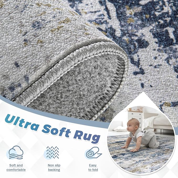 pmtsns Area Rugs 2x8 Runner Rug: Washable Hallway Rug Modern Abstract Neutral - Image 4
