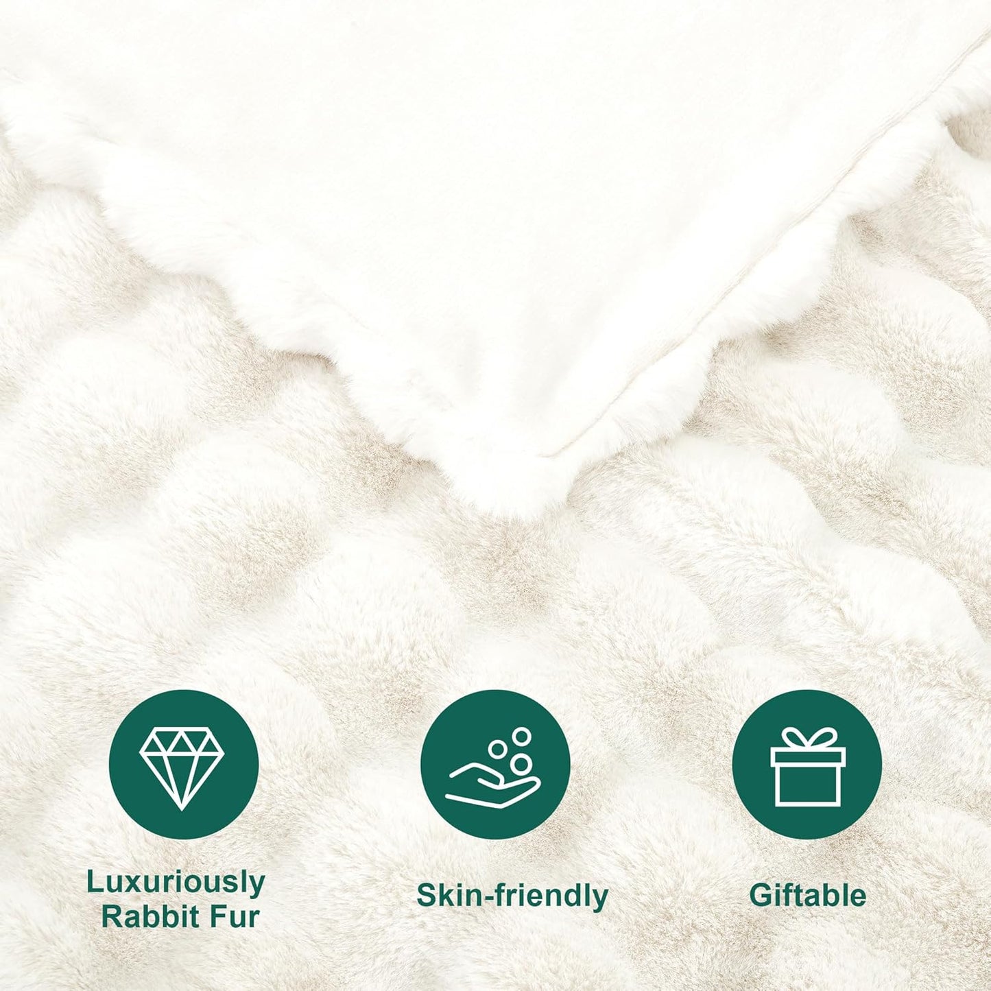 DREAMNINE Oversized Soft Thick Fuzzy Faux Rabbit Fur Throw Blanket Twin Size 60" x 71", Double Sided Comfy Plush Warm Shaggy Fluffy Blankets, Luxury Cozy Cute Furry Blanket for Bed Couch, Cream White