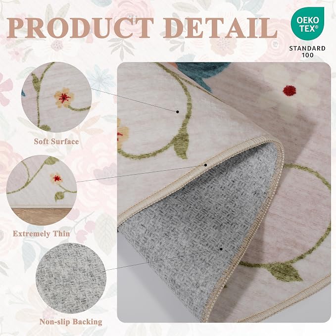 DUKINO 2.6x10 Runner Rug for Hallway, Washable Kitchen Rugs Non Slip, Low Pile - Image 4