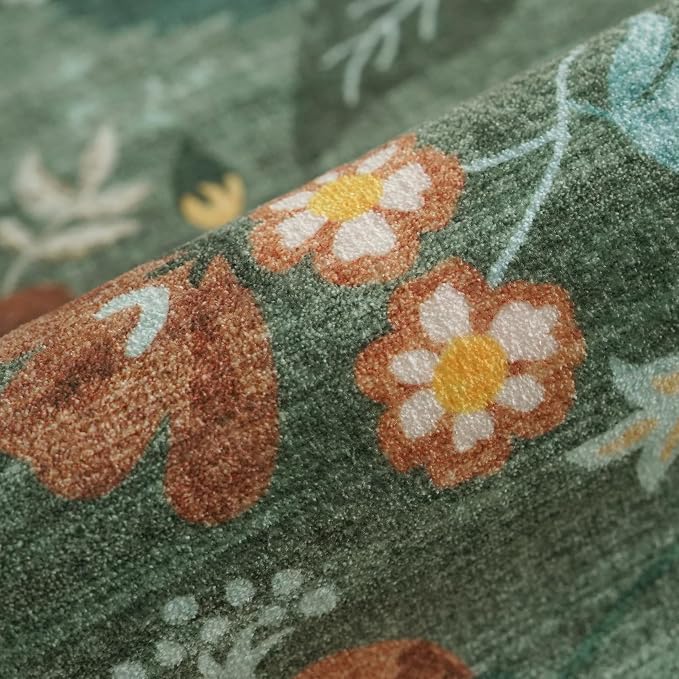 Washable Floral 2x4 Area Rug: Indoor Soft Scalloped Carpet - Image 8