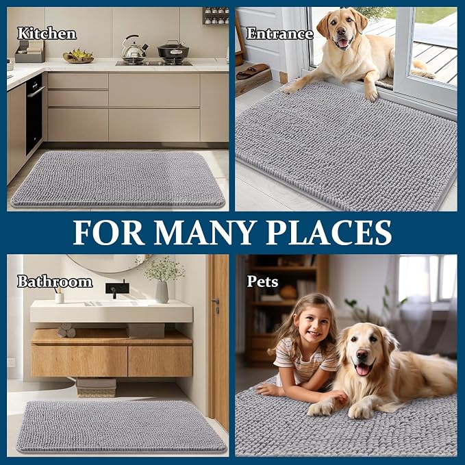 OLANLY Dog Door Mat for Muddy Paws 47x20, Super Absorbent Chenille Mud Mat | - Image 8