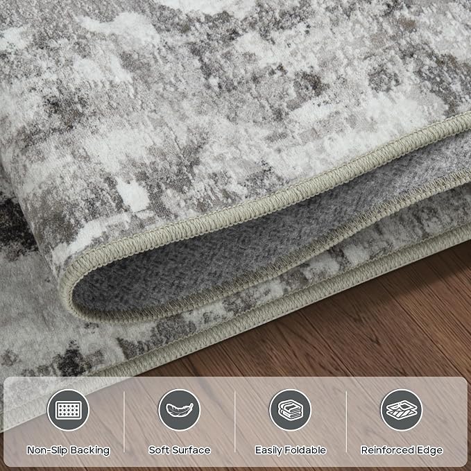 9x12 Area Rugs for Living Room Bedroom Dining Room Washable Black Gold | Soft - Image 4