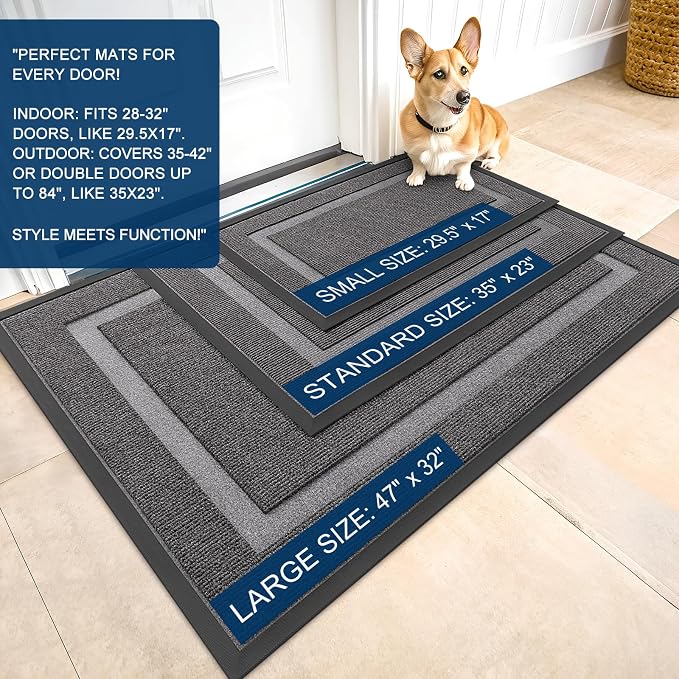 OLANLY Front Door Mat Outside 59x20, All-Season Heavy-Duty Rubber Doormat | - Image 2