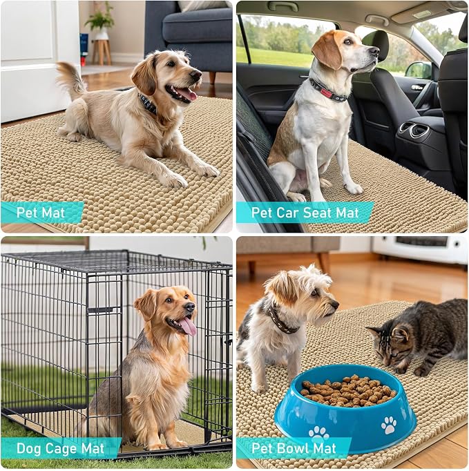 OLANLY Dog Door Mat for Muddy Paws 47x17, Super Absorbent Chenille Mud Mat | - Image 7
