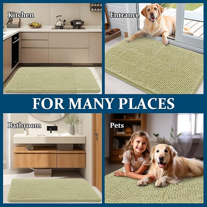 OLANLY Dog Door Mat for Muddy Paws 48x30, Super Absorbent Chenille Mud Mat | - Image 8