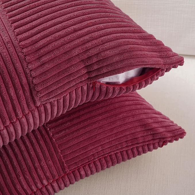 Fancy Homi 2 Packs Burgundy Lumbar Decorative Throw Pillow Covers 14x24 Inch - Image 4