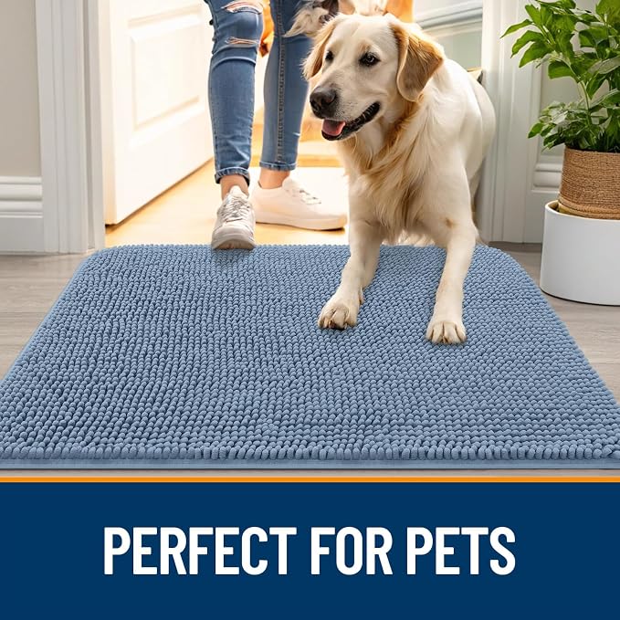 OLANLY Dog Door Mat for Muddy Paws 34x21, Super Absorbent Chenille Mud Mat | - Image 6