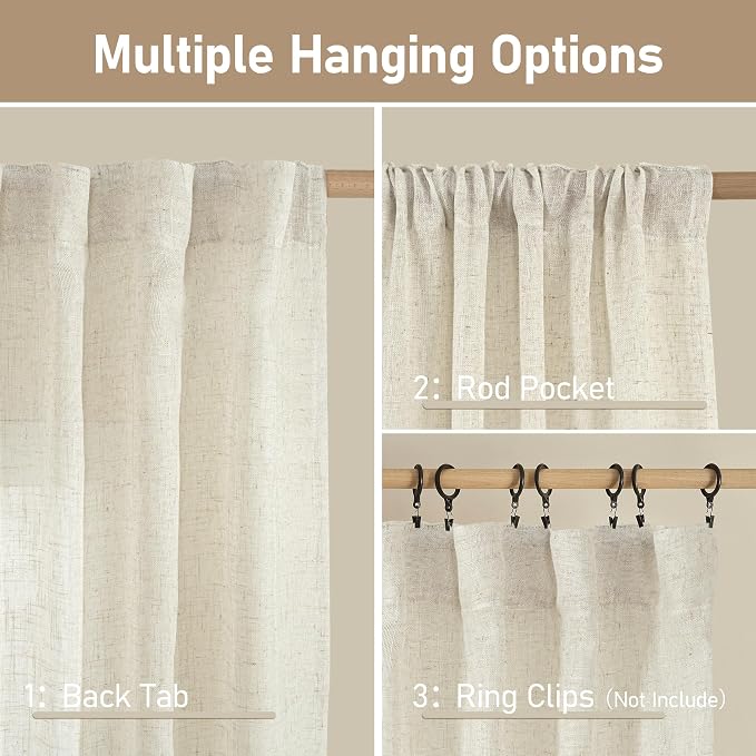 Short Kitchen Linen Curtains 30 Inch Length - Image 2