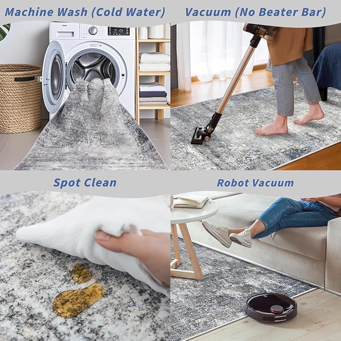 2x12 ft Washable Hallway Runner Rug – Non-Slip Stain-Resistant Low-Pile Long - Image 5