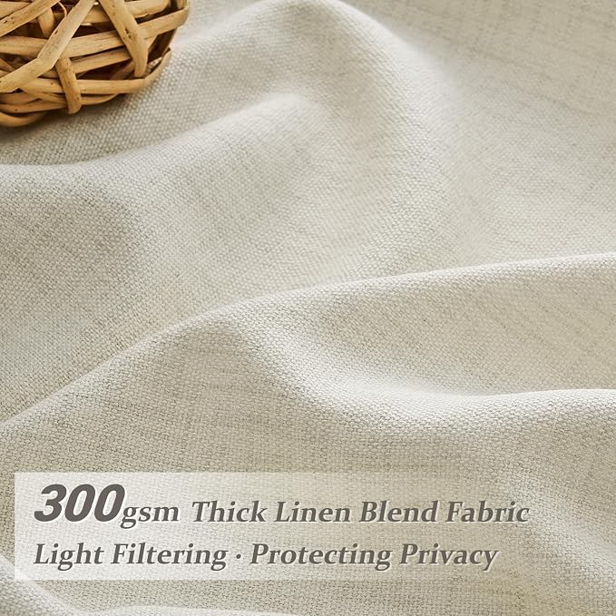PleatedDrapes 86 Inch Cream Beige Thick Natural Linen Curtains - Image 3