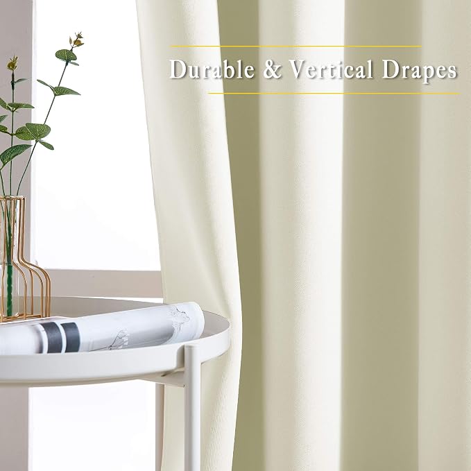 NICETOWN Beige Blackout Curtains 63 inches Long, Grommet Room Darkening Window - Image 5