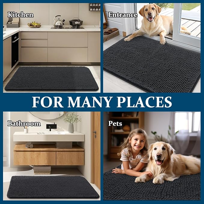 OLANLY Dog Door Mat for Muddy Paws 30x17, Super Absorbent Chenille Mud Mat | - Image 8